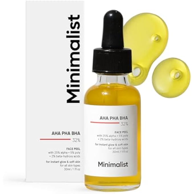MINIMALIST AHA 25% + PHA 5% + BHA 2% PEELING SOLUTION FOR GLOWING SKIN, SMOOTH TEXTURE & PORE CLEANSING | WEEKEND FACIAL EXFOLIANT OR PEEL | 30ML - Image 1